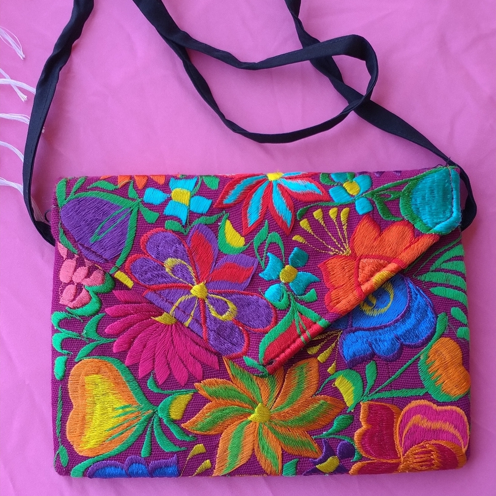 Hand made embroidered crossbody